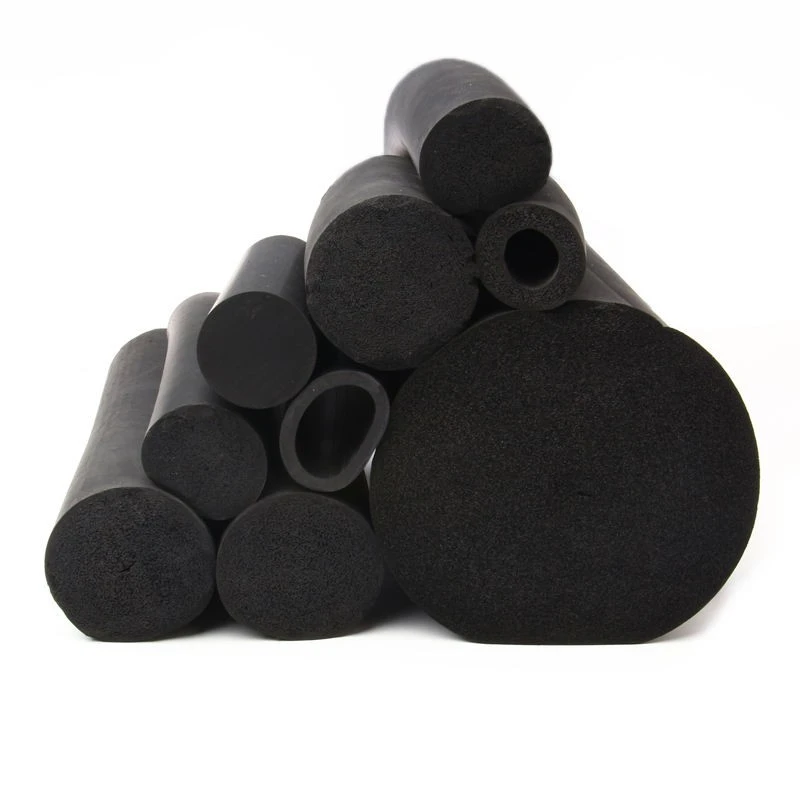OEM ODM Customized Extruded Black EPDM Foam /sponge Rubber Round Cord Rubber Strips factory